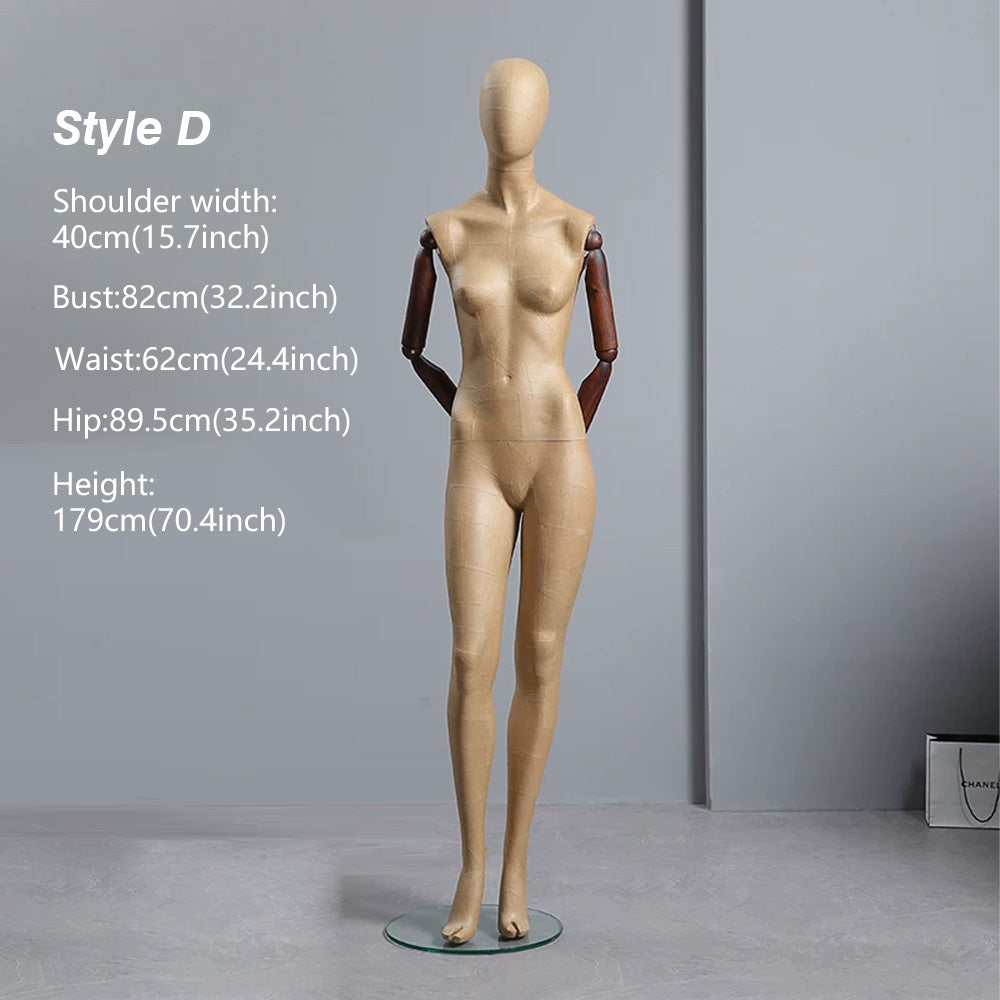 DE-LIANG Vintage Kraft Paper Mannequin - Full Body Male Female Clothing Display