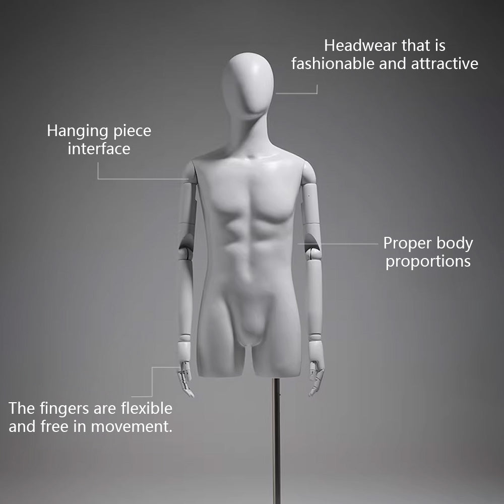 DE-LIANG Gray Youth Mannequin - Full Body Fiberglass Display Forms for Clothing Stores