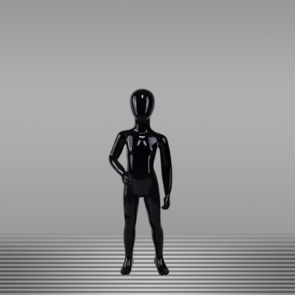 DE-LIANG Glossy Black Full Body Childs Mannequin with Arms & Head for Store Window, Boutique Clothing & Fashion Display