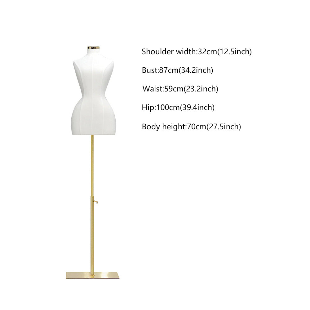 DE-LIANG Curvy Style Female Half Body Suede Velvet Display Mannequin,Slim Waist Dressform,Big Hip Wide Shoulder Model,Can Fully Pinnable DE-LIANG