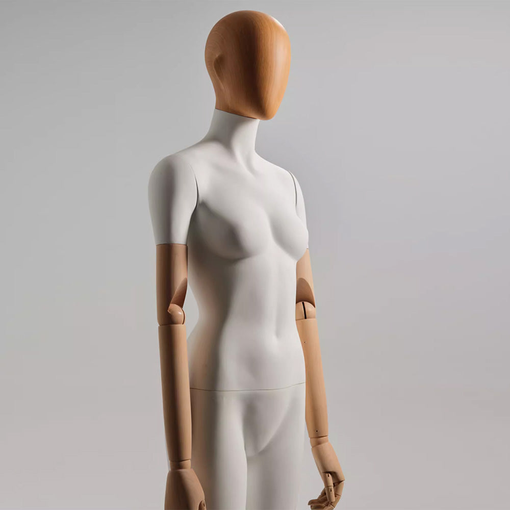 DE-LIANG Female/Male Full Body Mannequin,White Spray Paint Female Mannequins Torso With Wooden Head, Detachable Dress Form for Retail Clothing Shops,Window Display