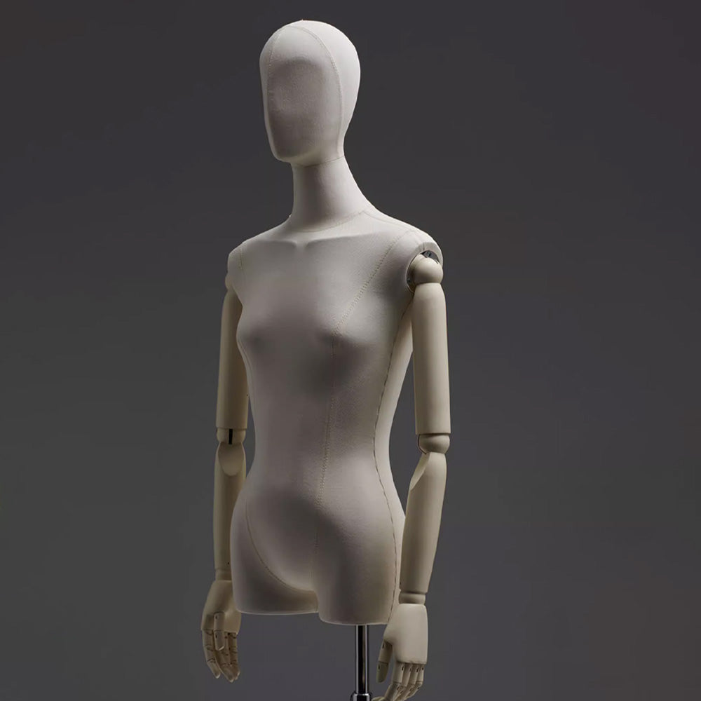 female half body mannequin with arms for boutique clothing display