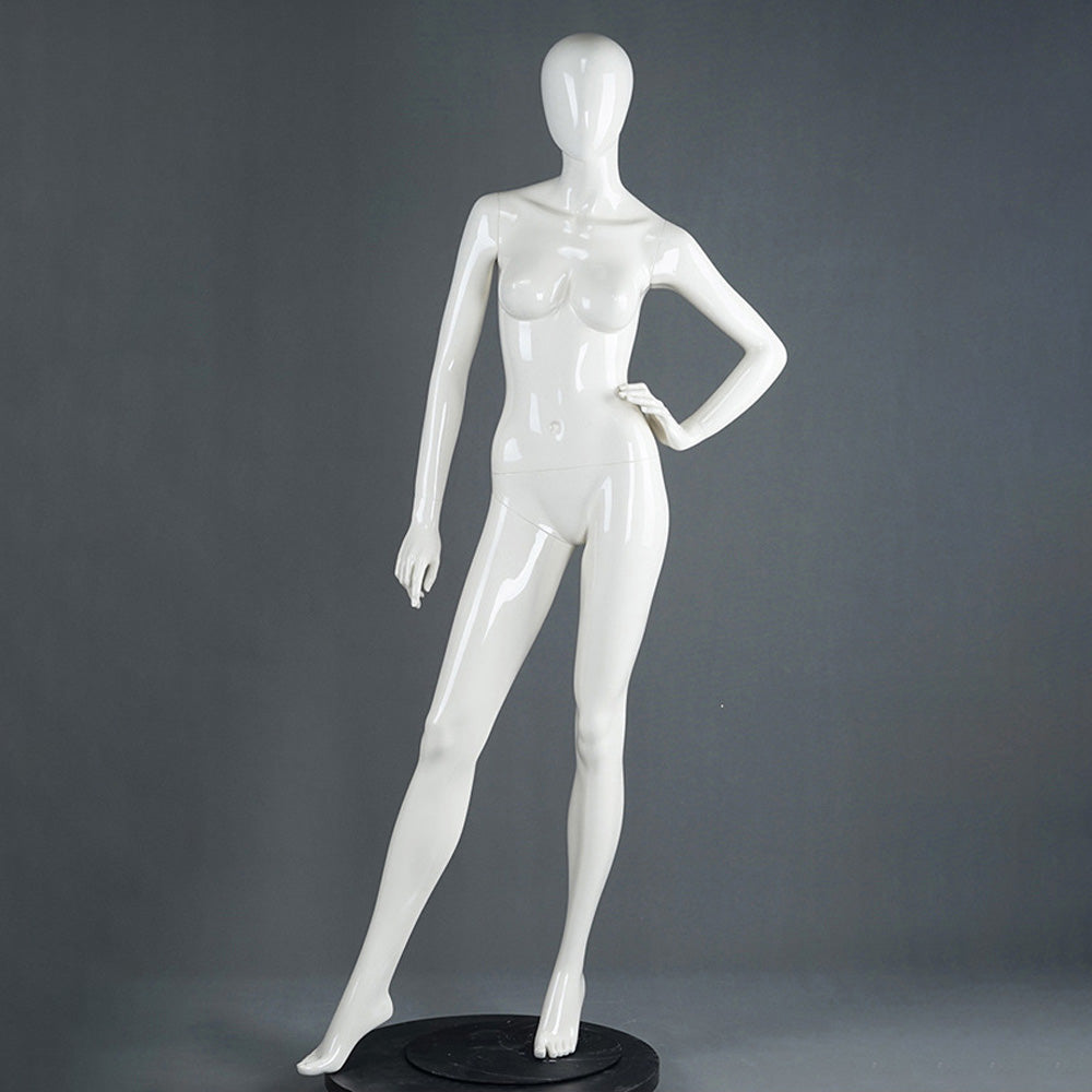 DE-LIANG Female Full Body Mannequins,Glossy White Fiberglass Realistic Dress Form