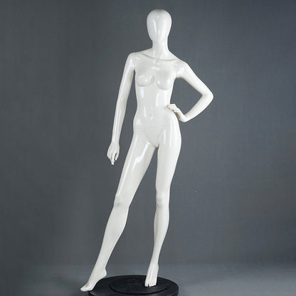 DE-LIANG Female Full Body Mannequins,Glossy White Fiberglass Realistic Dress Form