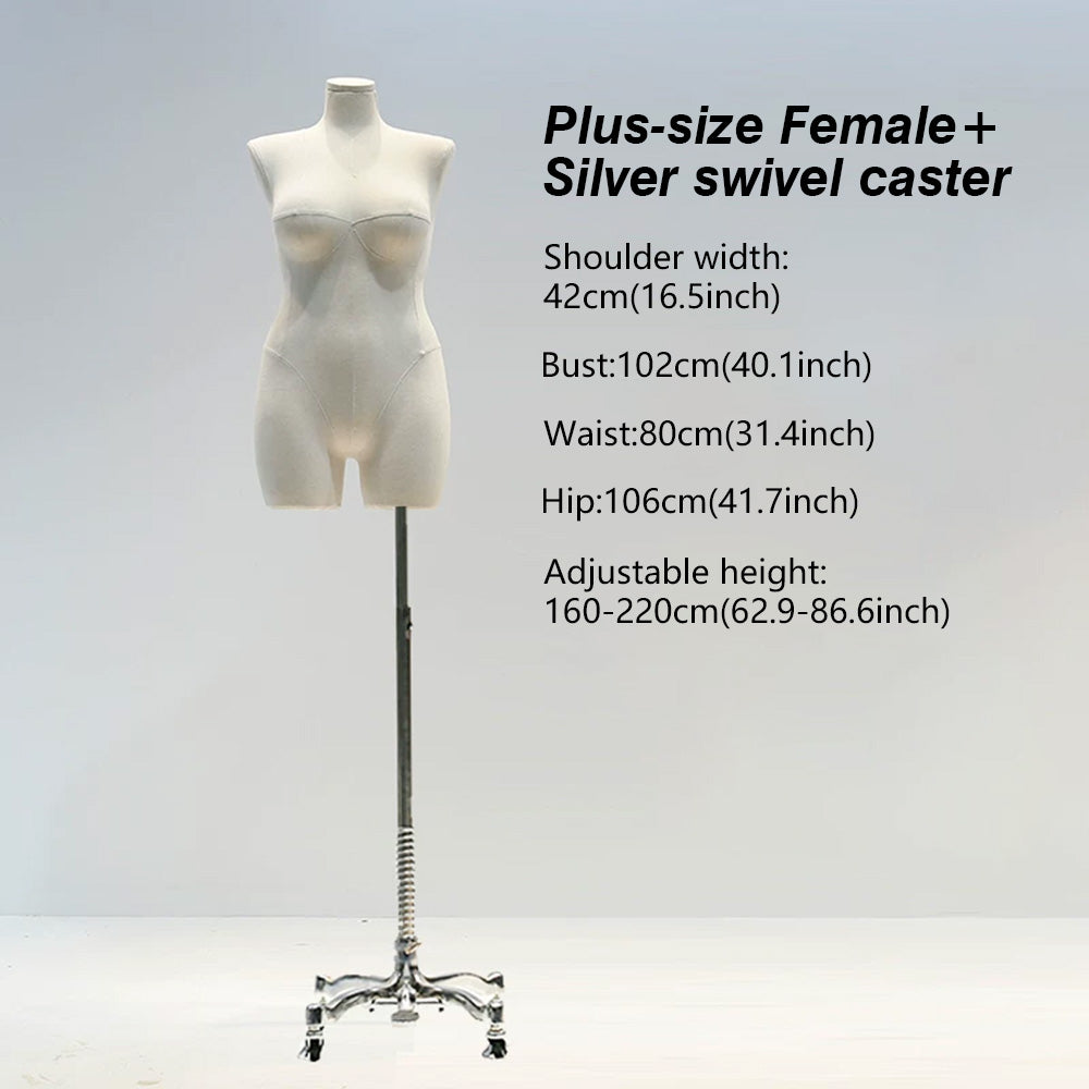 DE-LIANG Premium Plus Size Female Display Mannequin | Professional Curvy Dress Form with Flexible Articulated Wood Arms