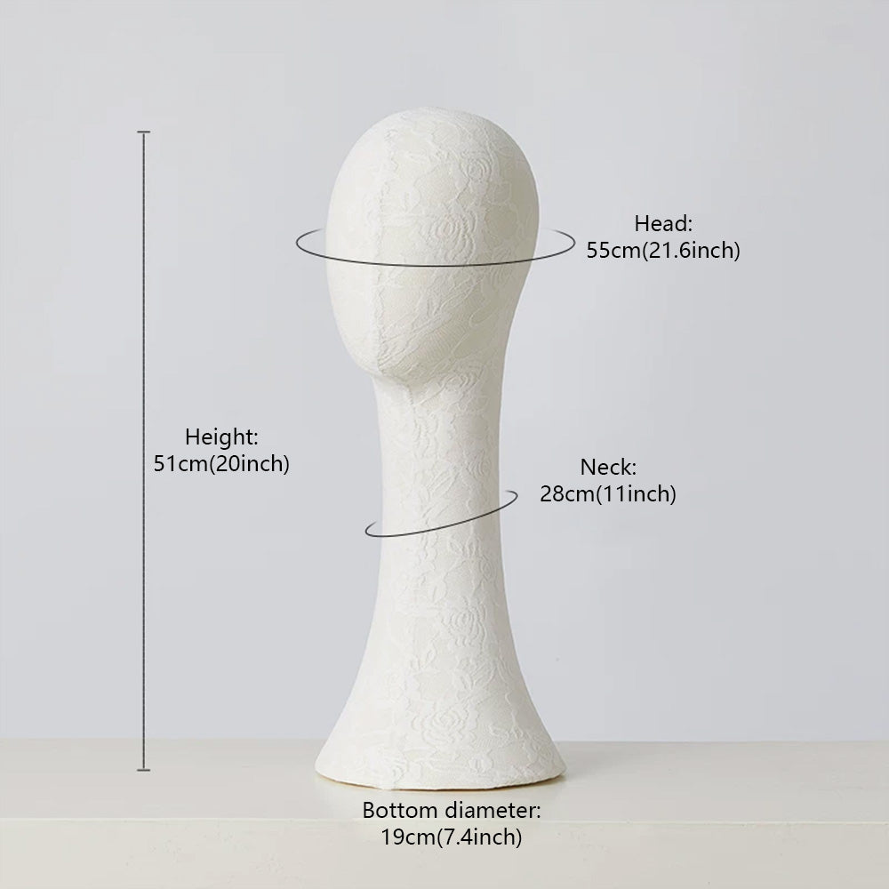 DE-LIANG Pinnable Lace Mannequin Head Display Stand for Hats Wigs Scarves & Jewelry