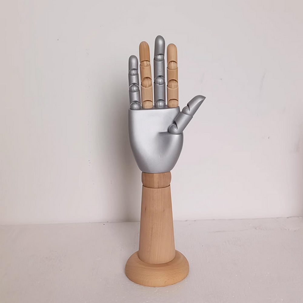 Main de mannequin en bois marron vintage tendance, présentoir pour mains droites et gauches flexibles, présentoir pour gants, bagues, montres, lunettes, bijoux