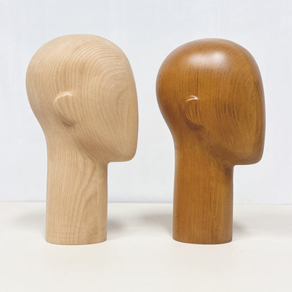 Wooden Mannequin Head Stand | Wig Hat Glasses Tie Display | DE-LIANG