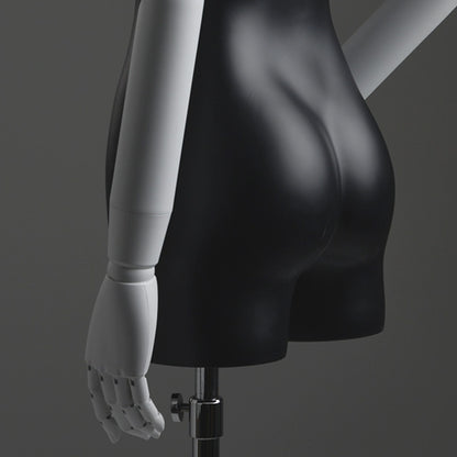 Black Fiberglass Female Full Body Mannequin,Torso Mannequin,Woman stand Display Model Dummy Form Torso With White Wood Arms,Boutique Display DE-LIANG