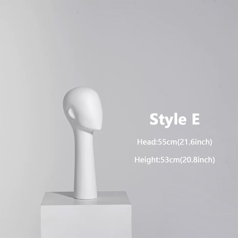 DE-LIANG Long Neck Mannequin Head with Face Features – Fiberglass Hat Wig Scarf Display