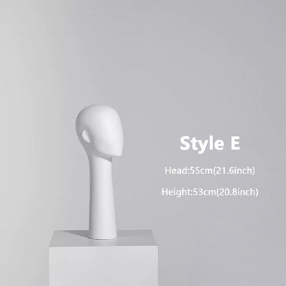 DE-LIANG Long Neck Mannequin Head with Face Features – Fiberglass Hat Wig Scarf Display