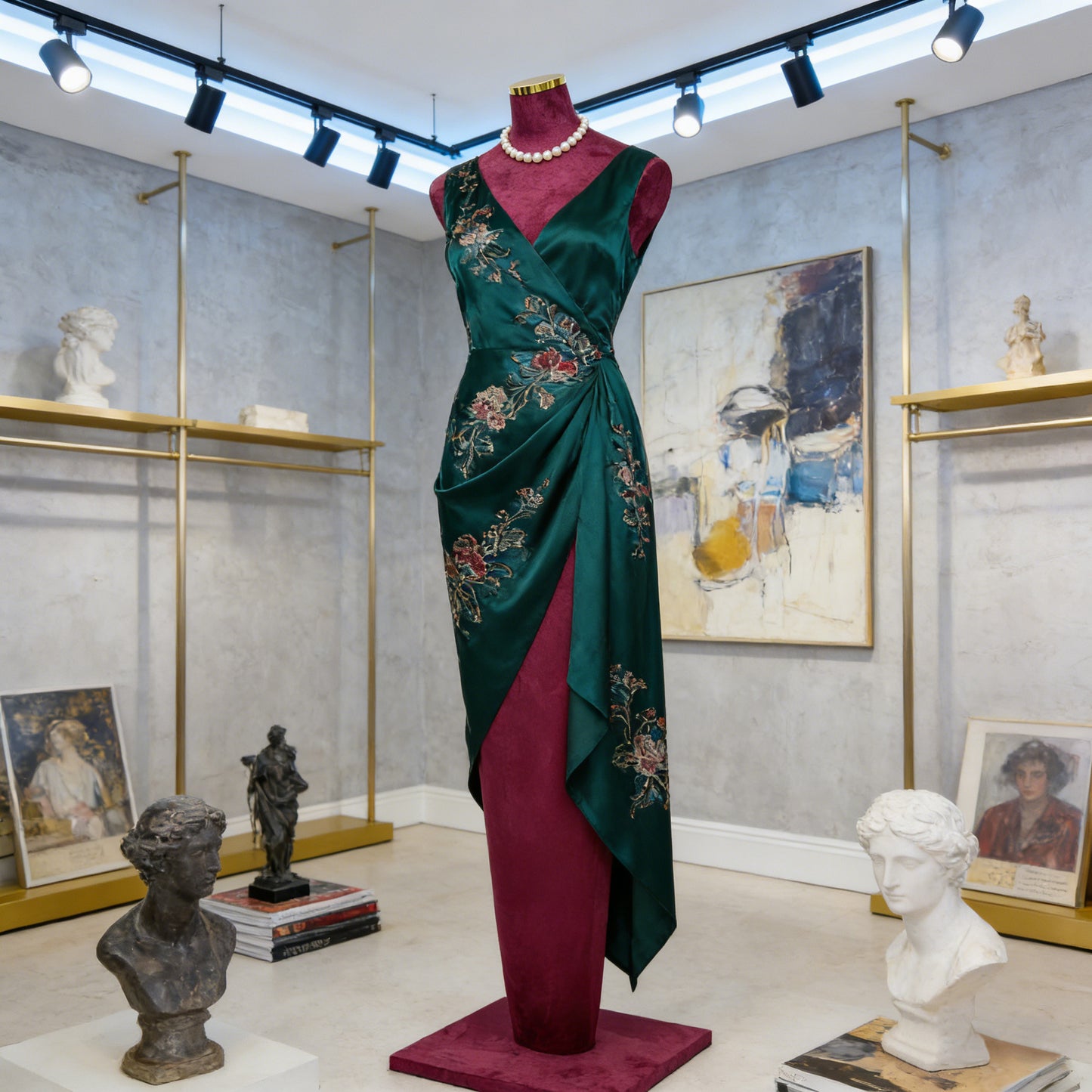 DE-LIANG Burgundy Suede Female Mannequin - Full Body Dress Form for Bridal Boutique