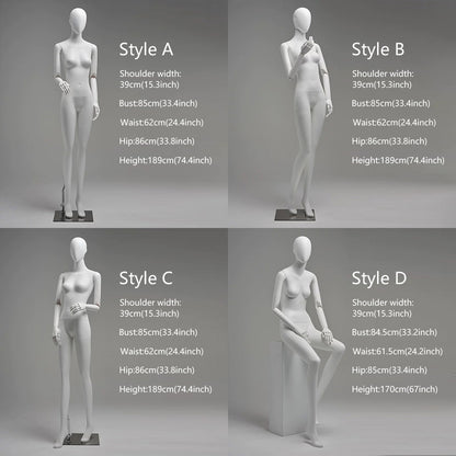 DE-LIANG Matte White Female Full-Body Mannequin, Poseable Joints, Window Display