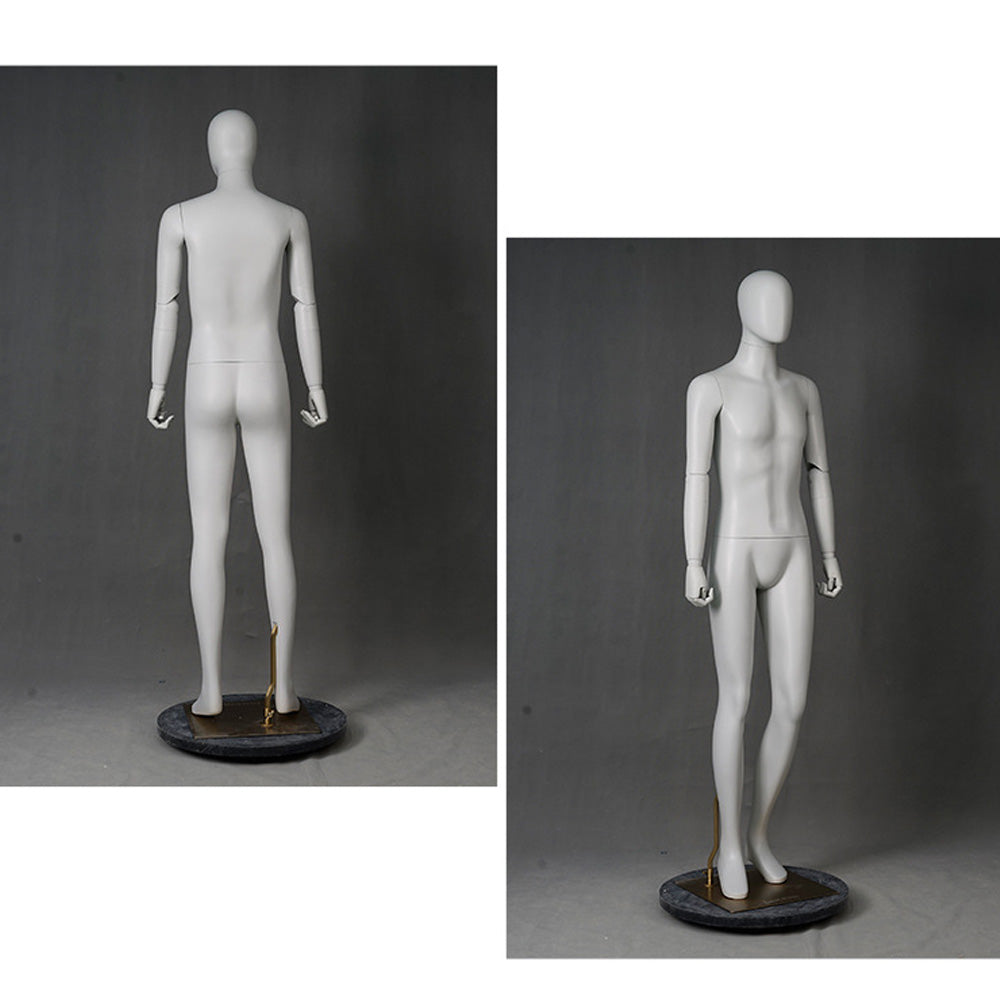DE-LIANG Luxury Male Full Body Mannequins,Matte White Male Dress Form Display Mannequis with Base,Stand Realistic Model for Clothing Shops