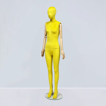 Luxury Matte Flannel Female Mannequin | Articulated Wooden Arms | DE-LIANG