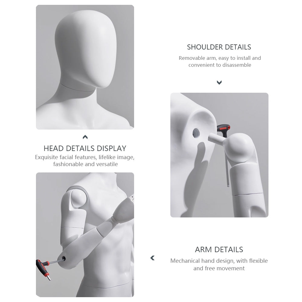 white adjustable full body mannequin for clothing display