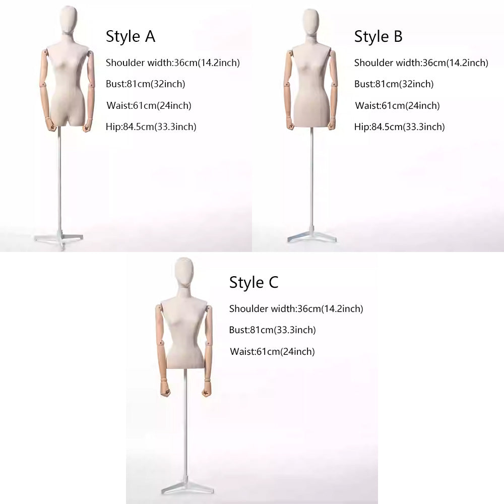 DE-LIANG Velvet Female/Male Half Body Mannequins,Woman Mannequin Dress Form Torso,Adjustable Display Mannequin Body with Metal Stand For Sewing Clothing Jewelry Market Shop