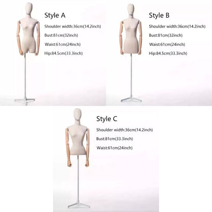 DE-LIANG Velvet Female/Male Half Body Mannequins,Woman Mannequin Dress Form Torso,Adjustable Display Mannequin Body with Metal Stand For Sewing Clothing Jewelry Market Shop