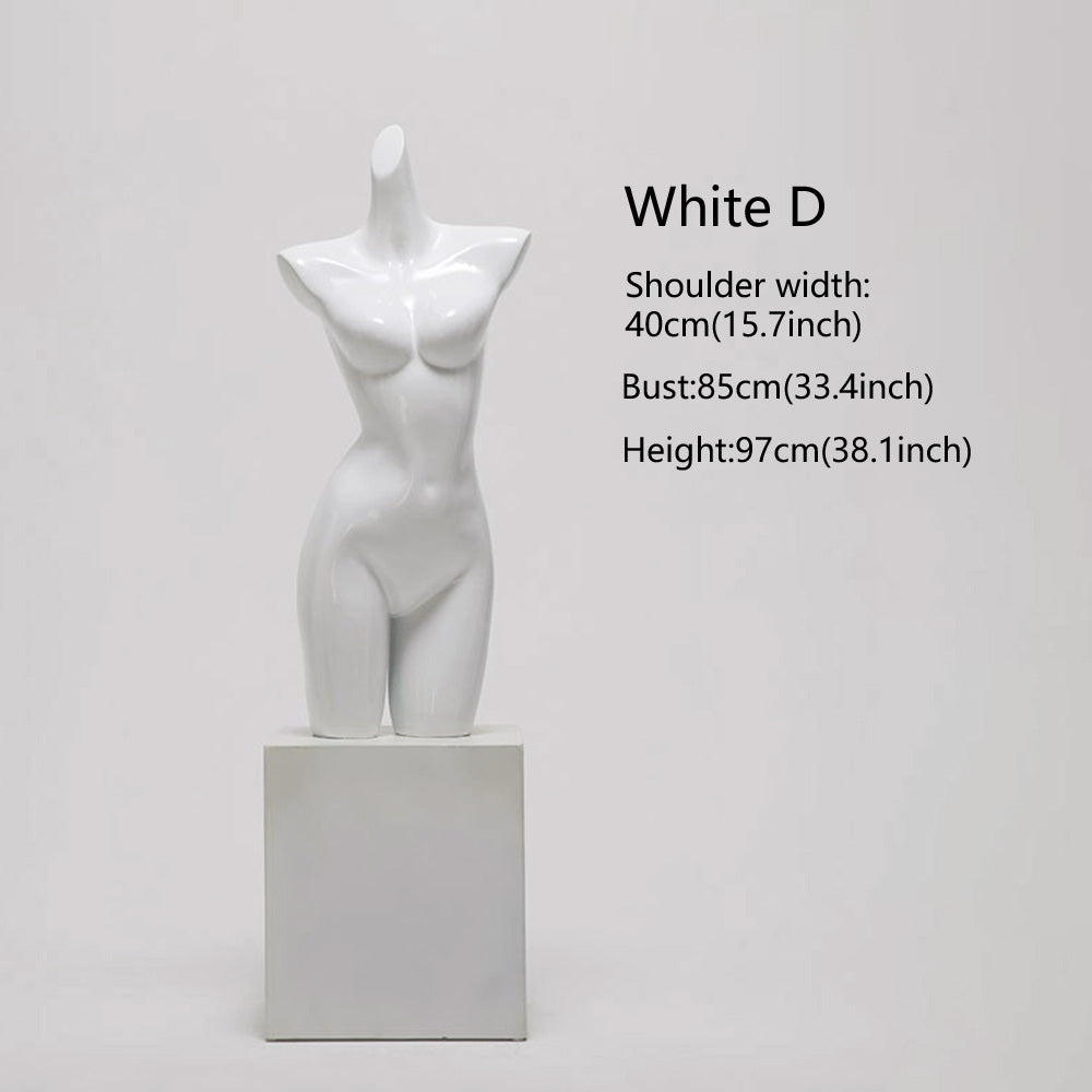 DE-LIANG Female Lingerie Display Form - White Gold Full Half Body Mannequin Bust Torso Hip Bra Panty Prop