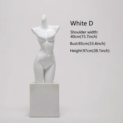 DE-LIANG Female Lingerie Display Form - White Gold Full Half Body Mannequin Bust Torso Hip Bra Panty Prop