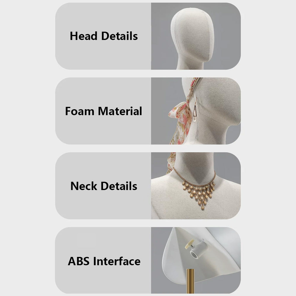 DE-LIANG Cosplay Mannequin Head Stand | Wigs Hats Jewelry | Extra-Long Wig Display