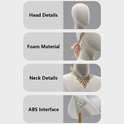 DE-LIANG Cosplay Mannequin Head Stand | Wigs Hats Jewelry | Extra-Long Wig Display