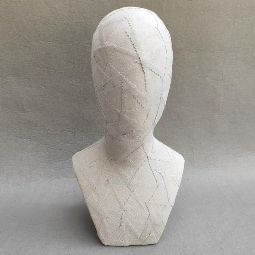 DE-LIANG Handcrafted Kraft Paper & Linen Mannequin Head, Pin-Insert Wig & Hat Display