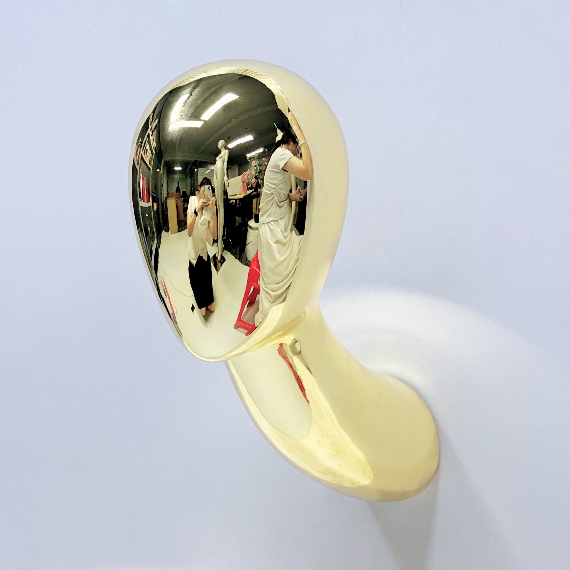 Wall-Mounted Mannequin Head: Pink & Gold Fiberglass Wig Display