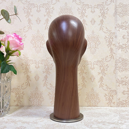 Brown Plastic FiBerglass Mannequin Head, Hat Head Dummy, Wig Display Head model ,Water Transfer Wooden Head Effect, Display Organization Head Model for Home DE-LIANG