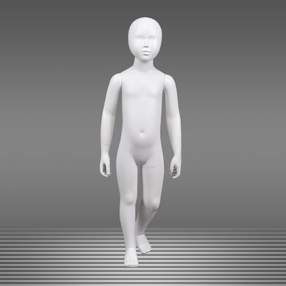 DE-LIANG Matte White Kids Full Body Mannequin,Child Standing/Sitting Pose Fiberglass Dress Form Torso with Facial Features,Display Dummy for Clothing Store Window & Boutique Fashion Display