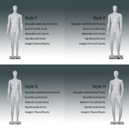 DE-LIANG Male Full Body Mannequin | White & Grey Sports Mannequin for Gym & Athletic Apparel | Running & Sportswear Display