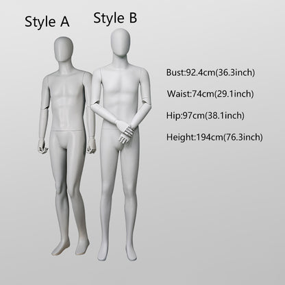 DE-LIANG Luxury Male Full Body Mannequins,Matte White Male Dress Form Display Mannequis with Base,Stand Realistic Model for Clothing Shops