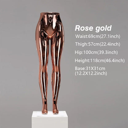 DE-LIANG Female Lower Body Mannequin Legs | Chrome Electroplated Pants Display Form