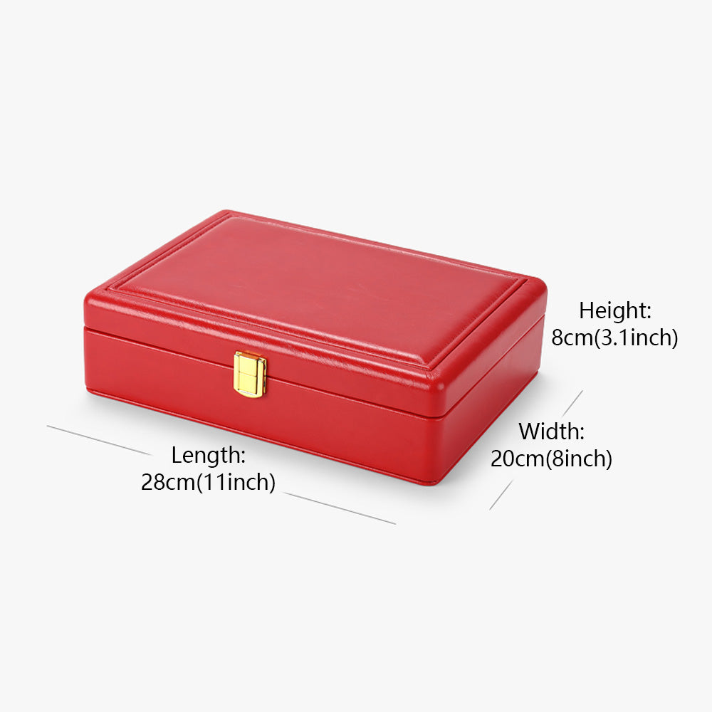 Leather Double Layer Large Capacity Jewelry Box Jewelry Box Ring Bracelet Necklace Storage Box Birthday Gift Box DL07001 DE-LIANG