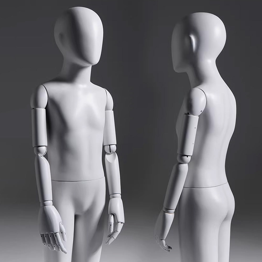 DE-LIANG Gray Youth Mannequin - Full Body Fiberglass Display Forms for Clothing Stores