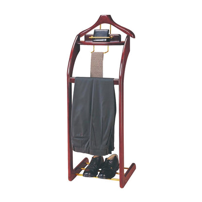 solid wood suit valet stand front view