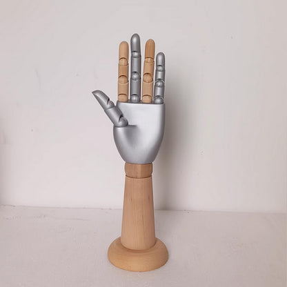 Main de mannequin en bois marron vintage tendance, présentoir pour mains droites et gauches flexibles, présentoir pour gants, bagues, montres, lunettes, bijoux