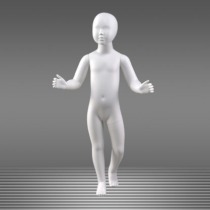 DE-LIANG Matte White Kids Full Body Mannequin,Child Standing/Sitting Pose Fiberglass Dress Form Torso with Facial Features,Display Dummy for Clothing Store Window & Boutique Fashion Display