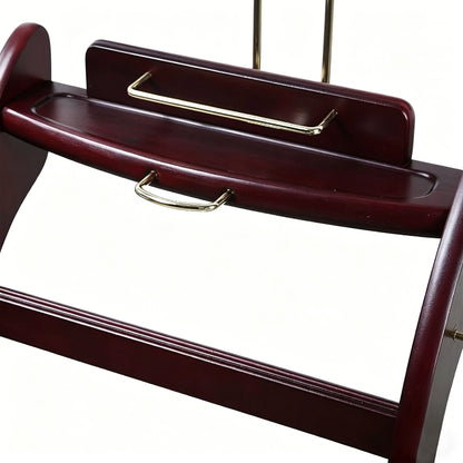 DE-LIANG Solid Wood Suit Valet Stand - Luxury Coat Hanger Rack with Brass Accents