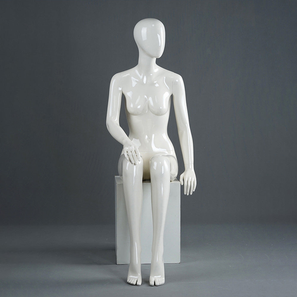 DE-LIANG Female Full Body Mannequins,Glossy White Fiberglass Realistic Dress Form
