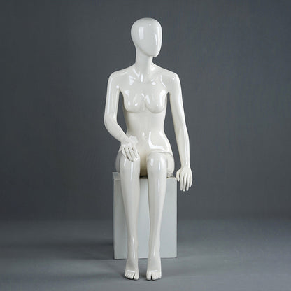 DE-LIANG Female Full Body Mannequins,Glossy White Fiberglass Realistic Dress Form
