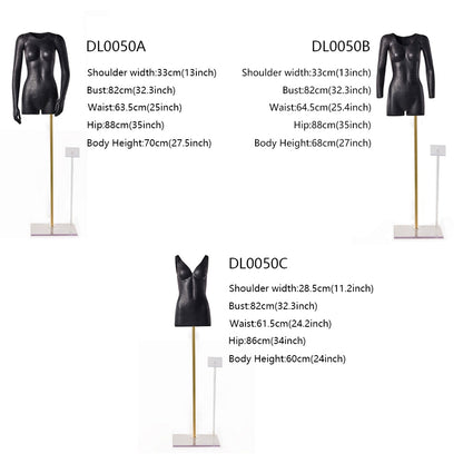 DE-LIANG Female Half Body Mannequin Display Dummy,Black Female3D Hollow with Label Display Stand Display Props DL0050 DE-LIANG