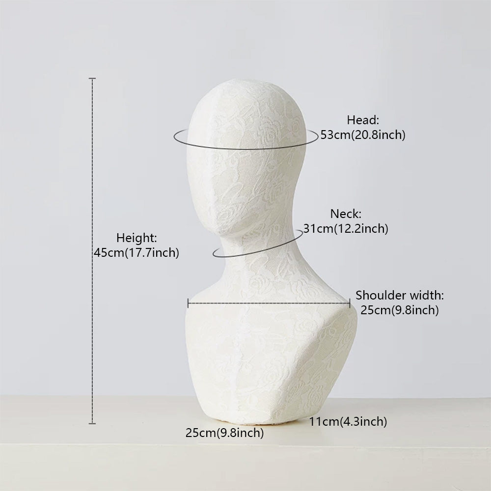 DE-LIANG Pinnable Lace Mannequin Head Display Stand for Hats Wigs Scarves & Jewelry