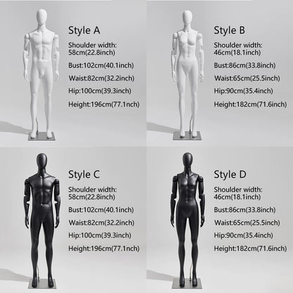 white adjustable full body mannequin for clothing display