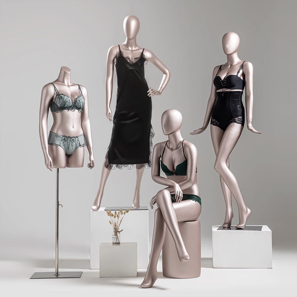 Matte White / Rose Gold Female Full Body Mannequin