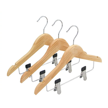 DE-LIANG Kids Solid Wood Hangers with Clips | Non-Slip Children's Closet Hangers Ages 2–8