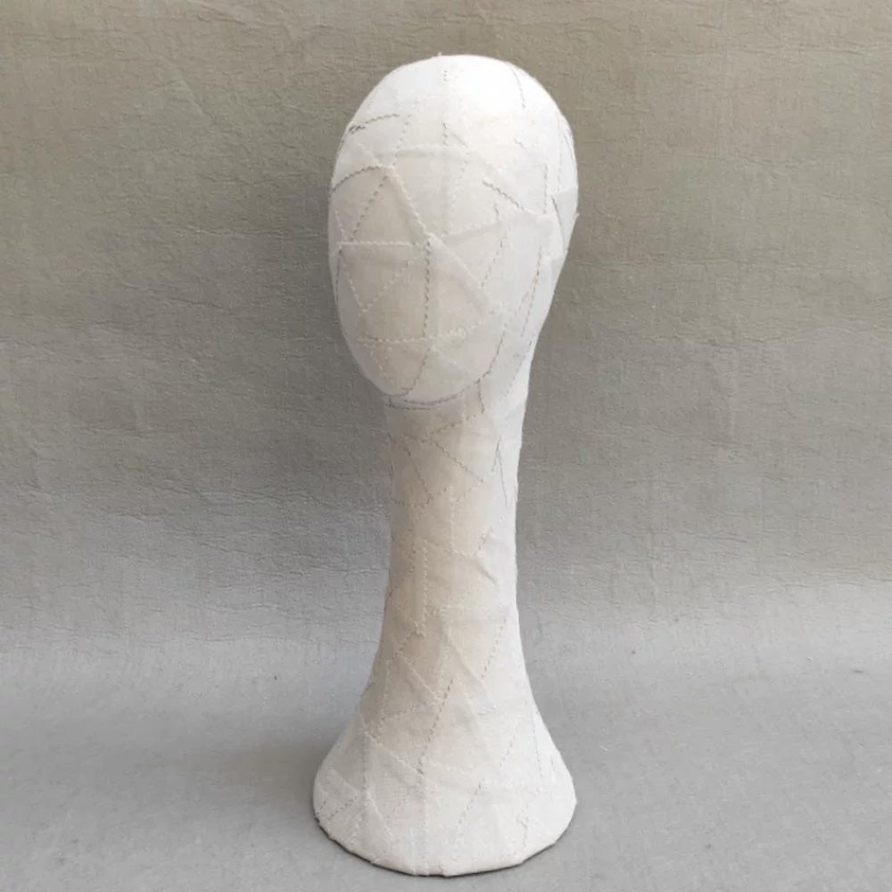 DE-LIANG Handcrafted Kraft Paper & Linen Mannequin Head, Pin-Insert Wig & Hat Display