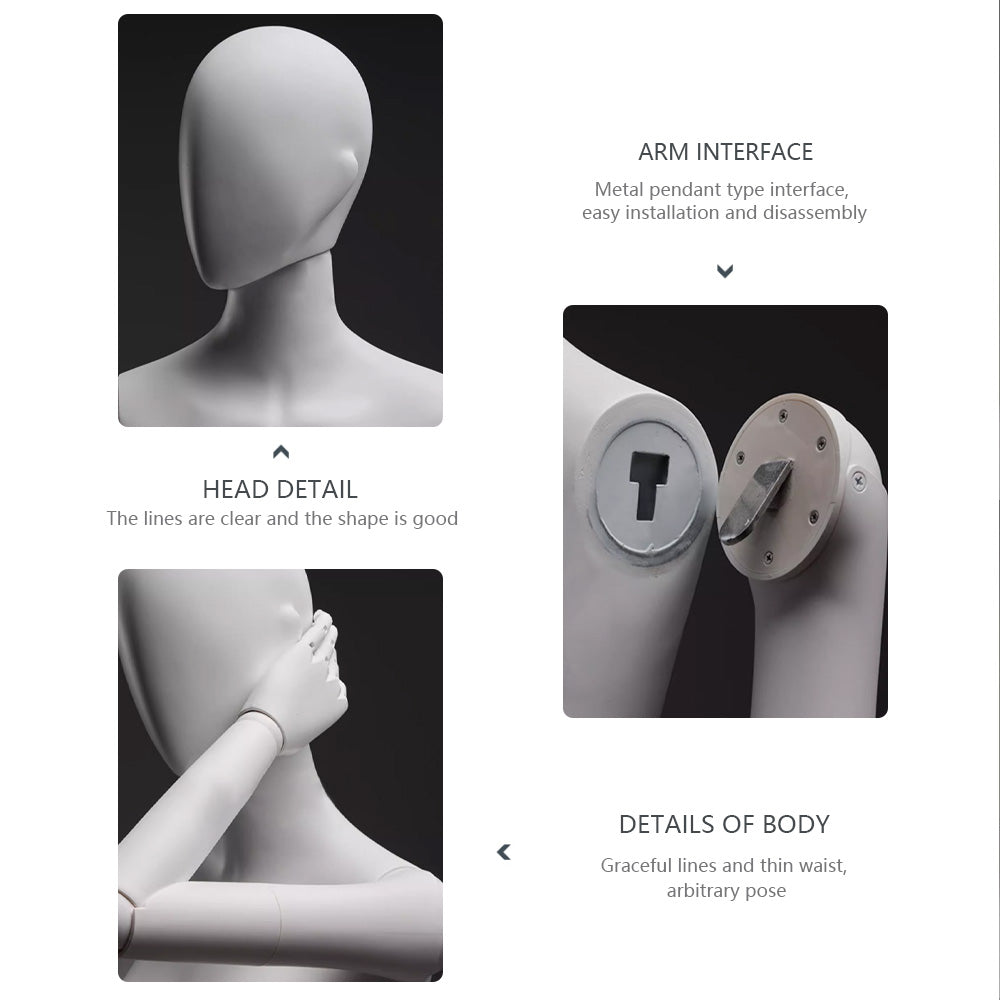 DE-LIANG Matte White Female Full-Body Mannequin, Poseable Joints, Window Display
