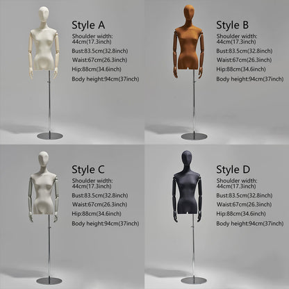 female half body mannequin with arms for boutique clothing display