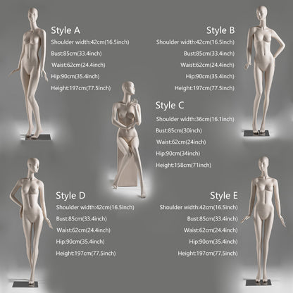 DE-LIANG Face Full Body Female Mannequins,Skin Color Display Fiberglass Dress Form with Torso Display, Modern Posing Mannequin for Fashion Boutiques & Window Displays DL0188
